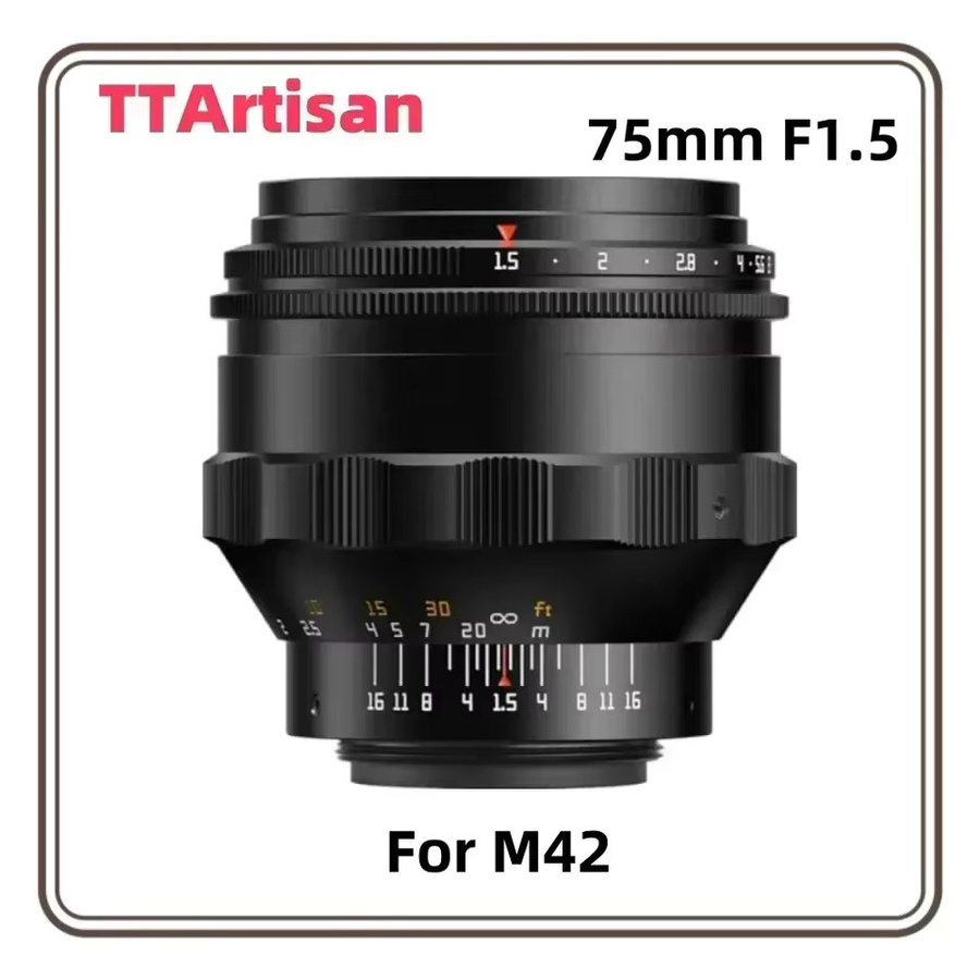 TTArtisan 75mm F1.5 Vollformat-Kameraobjektiv mit Swirly Bokeh für M42-Bajonett in Schwarz - Bild 2