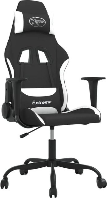 vidaXL Gaming-Stuhl mit Massagefunktion in Schwarz und Weiß aus Stoff - Bild 1