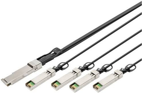 Digitus QSFP+ zu 4x SFP+ Direct Attach Kabel, 40G LWL Glasfaser Anschlusskabel, schwarz, Länge: 1 m - Bild 1