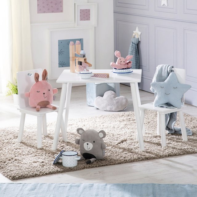 Roba Kindersitzgruppe aus MDF und Holz in Weiß, Tisch mit 3 Stühlen für das Kinderzimmer - Bild 1