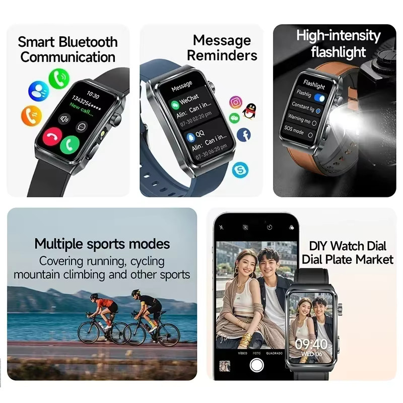 OUIO Smartwatch mit EKG+PPG Gesundheitsdiagnose, NFC und Herzfrequenz-Tracker in Schwarz für iOS, geeignet für Männer und Frauen - Bild 6