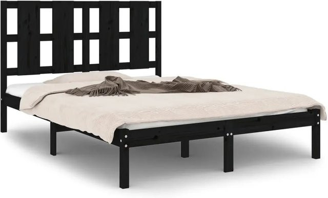 vidaXL Massivholzbett aus Kiefer in Schwarz, B/T/H: 140 x 190 x 145,5 cm - Bild 1