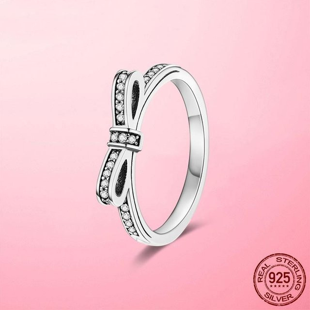 Schleifenring 925 Silber, Zirkonia, Damen, Verlobung - Bild 1