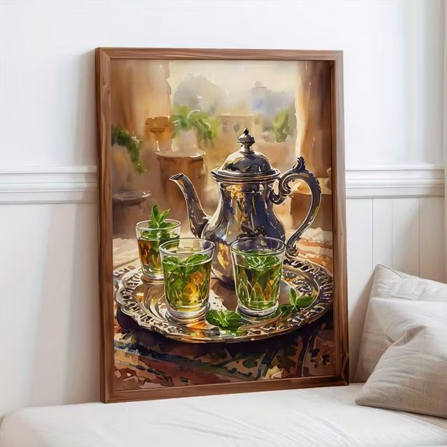 HQYSZZ Leinwandgemälde Marokkanische Teekannen im böhmischen Stil als Wandkunst für dein Wohnzimmer oder Esszimmer - Bild 1