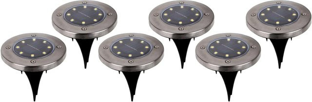 Näve LED-Solar-Erdspieß Kian 6er-Set in Silber aus Stahl mit warmweißem Licht und Dämmerungssensor - Bild 1