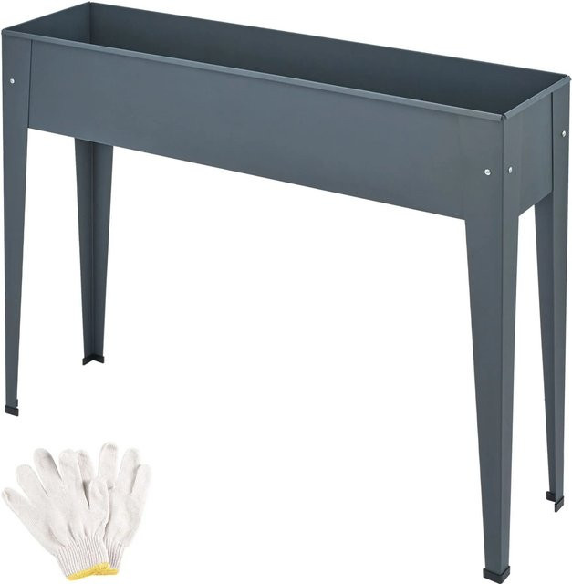 tectake Hochbeet Calendula aus pulverbeschichtetem Stahl in Anthrazit, B/T/H: 98,5 x 26,0 x 82,5 cm - Bild 2