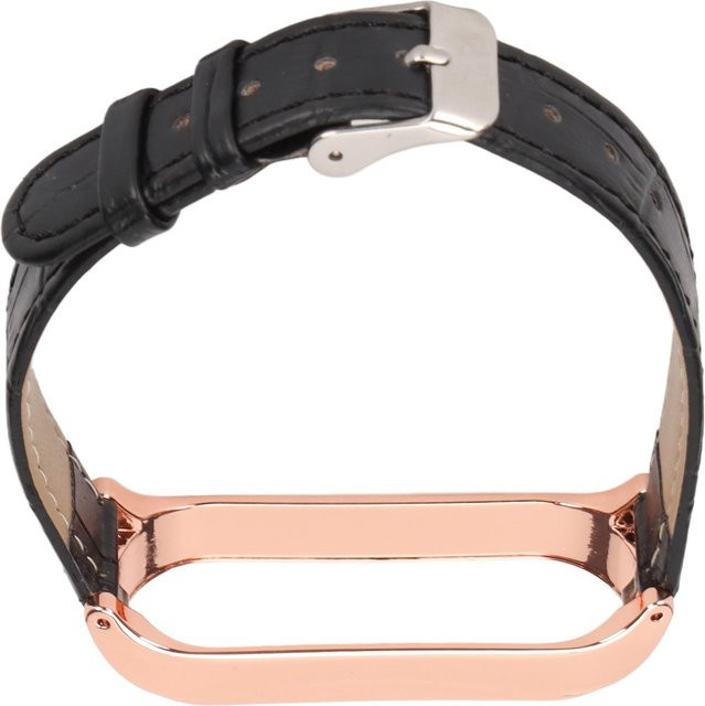OutsideWorld Uhrenarmband Leder, Bambusmuster, Schwarz, für Xiaomi Mi Band 6 5 - Bild 1