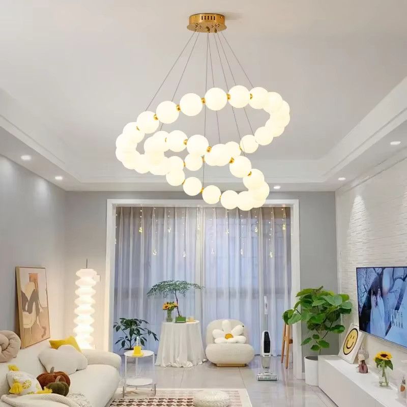 HomeLover LED Kronleuchter mit Acryl-Perlen und Blasen-Effekt, dimmbar, ideal für Wohnzimmer und Esszimmer - Bild 3