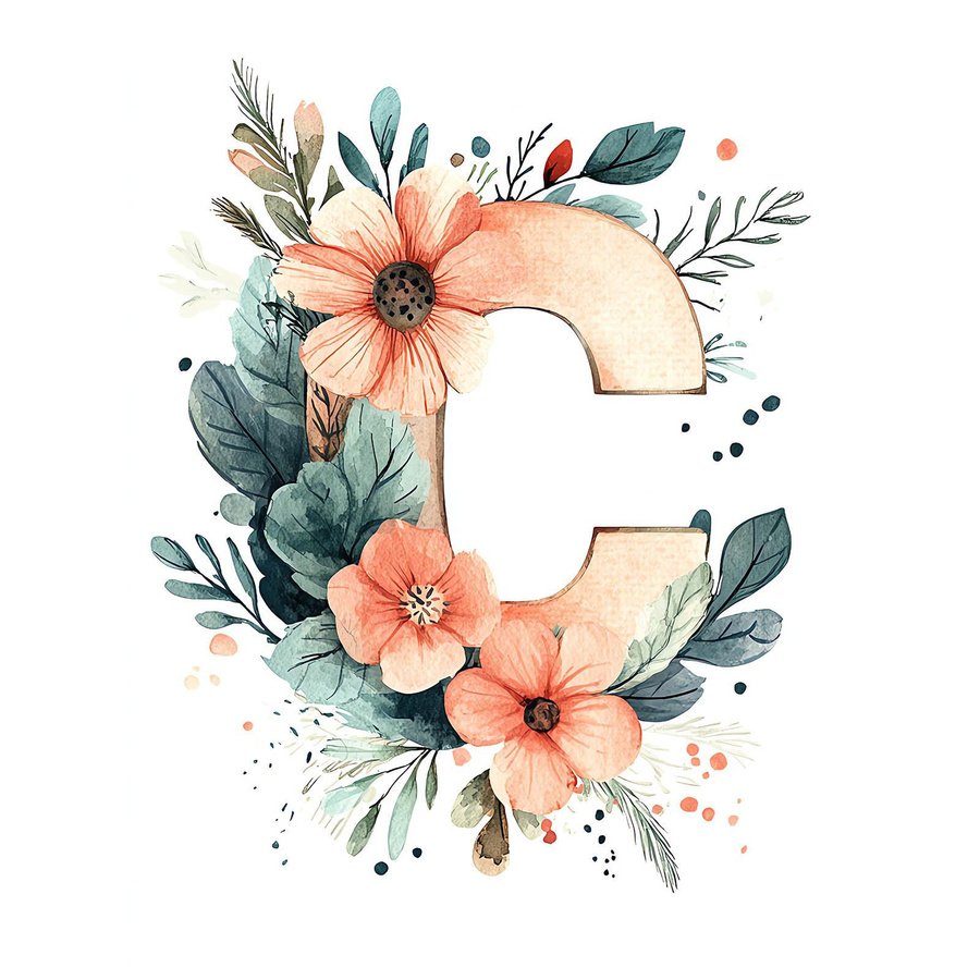Premium-Leinwand Poster C mit Blumen und Blättern von iKable, Multicolor, B: 50 cm, H: 70 cm - Bild 2