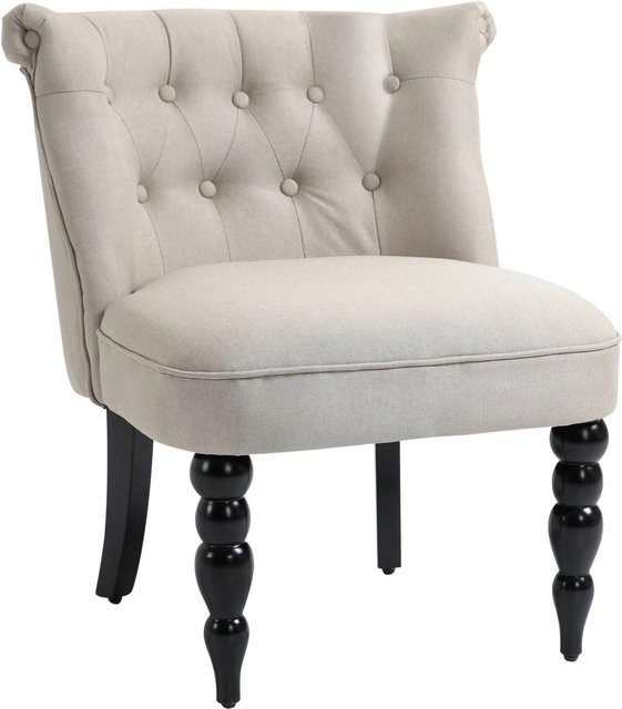 HOMCOM Relaxsessel mit Leinenbezug und Holzgestell in Beige, B/T/H: 67 x 67 x 78 cm - Bild 1