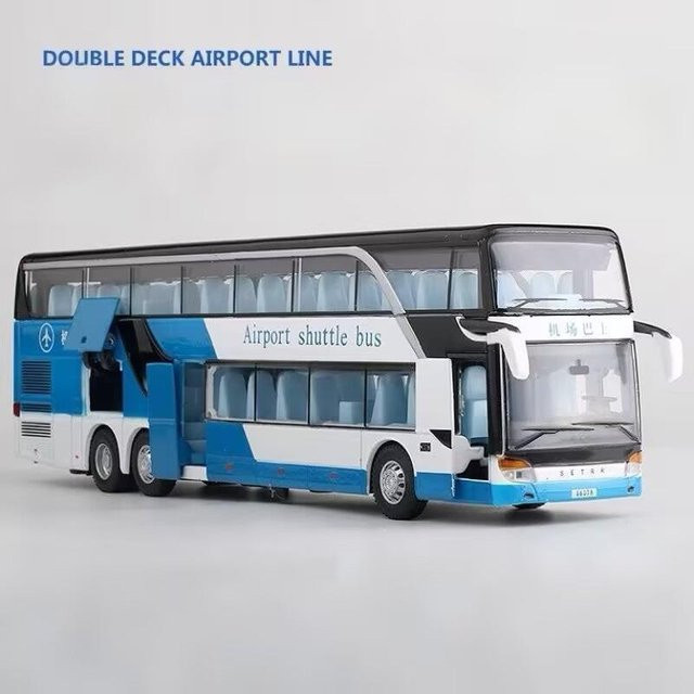 Linyi toy car Elektrischer Doppelstock Bus, Metall, mit Licht und Ton, 1:24 - Bild 1