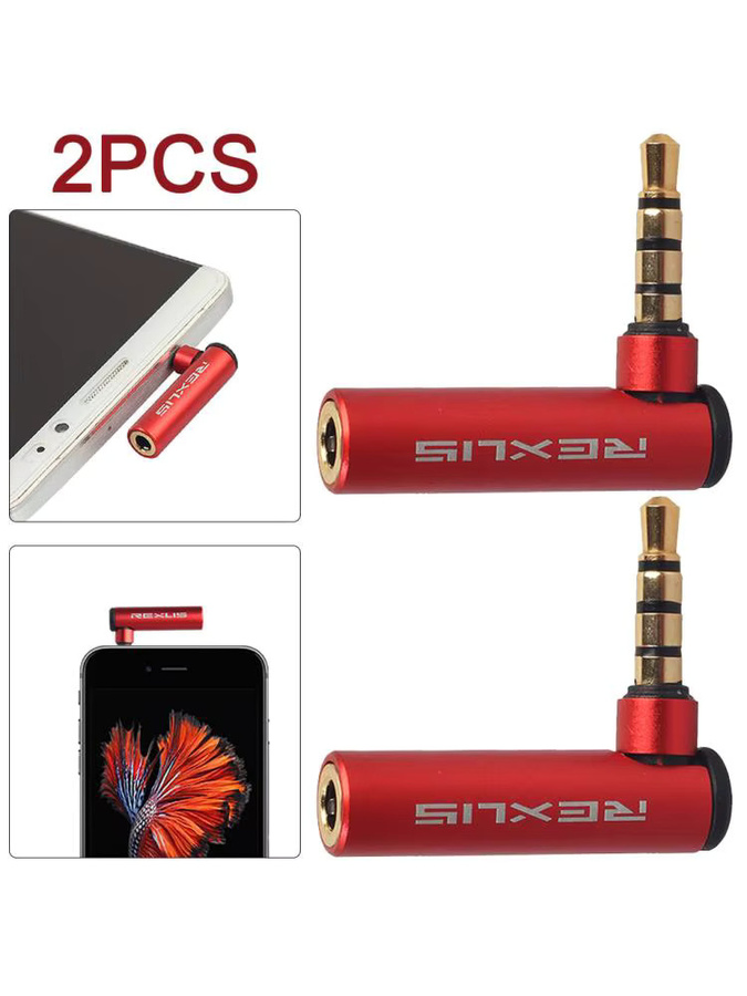 REXUS Stereo Adapter 3,5 mm Klinke 90 Grad Universal Aux Stecker auf Buchse OMTP zu CTIA Kopfhörer Konverter in Rot - Bild 5