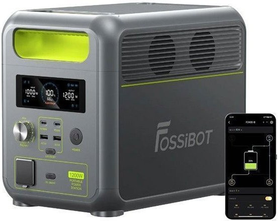 FOSSiBOT F1200 Tragbarer Stromgenerator mit 1024Wh Kapazität und 1200W Leistung, LiFePO4 Powerstation in Grün für Camping und Wohnmobil - Bild 1