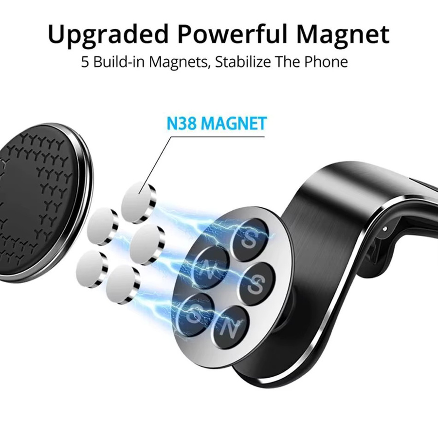 Magnetische BRYNTHORX Auto-Handyhalterung für Lüftungsschlitze in Schwarz zur GPS-Navigation für iPhone, Xiaomi, Realme und OPPO - Bild 2