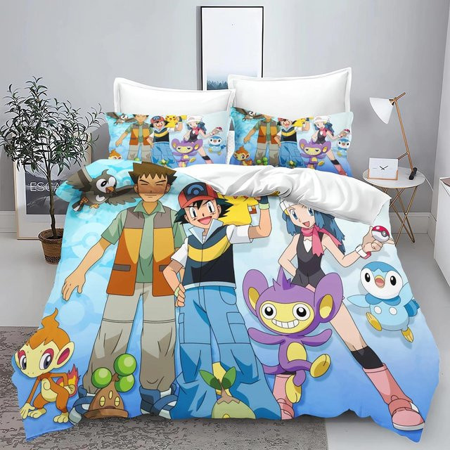 Pokémon Pikachu Serie Bettwäsche Set mit Cartoon Druck aus Mikrofaser, Bettbezug und Kissenbezug, Mehrfarbig, King Size, B/H: 260 x 240 cm und B/H: 140 x 200 cm - Bild 1