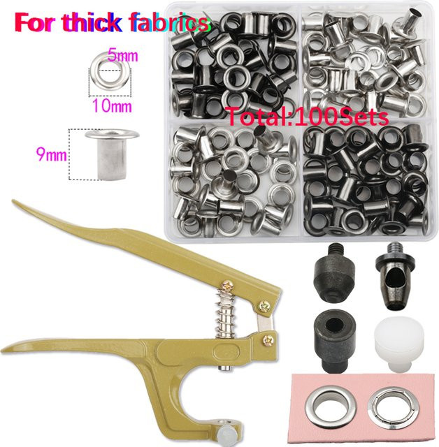 WORTHOFIRST Messing-Ösen Set in Gold mit multifunktionaler Zange für dicken Stoff, Leder und Papier - Bild 1
