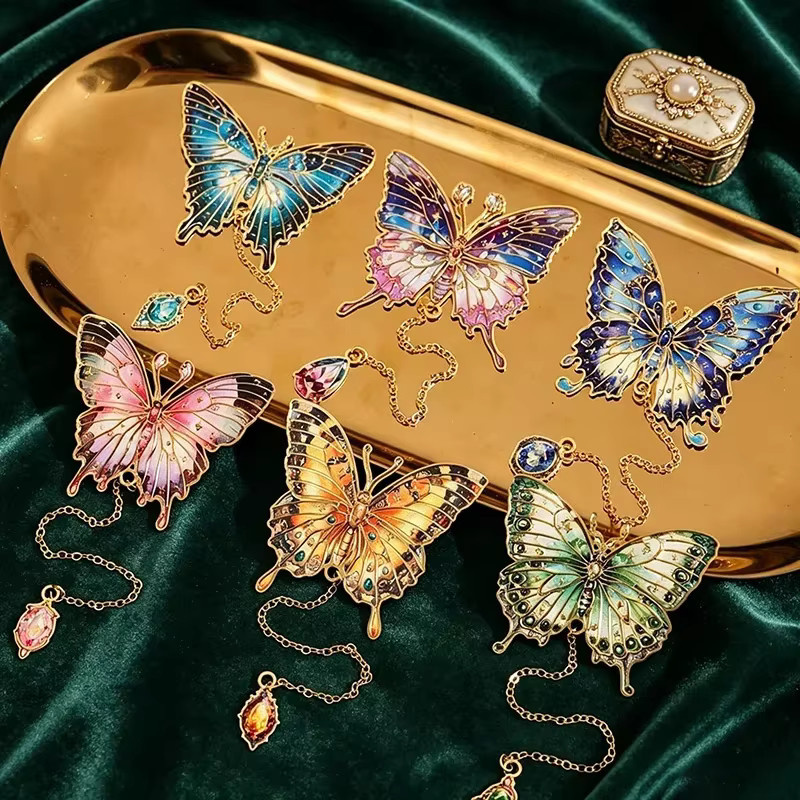Kettenanhänger Schmetterling, Metall, Van Gogh Ölgemälde-Motiv, Unisex - Bild 2