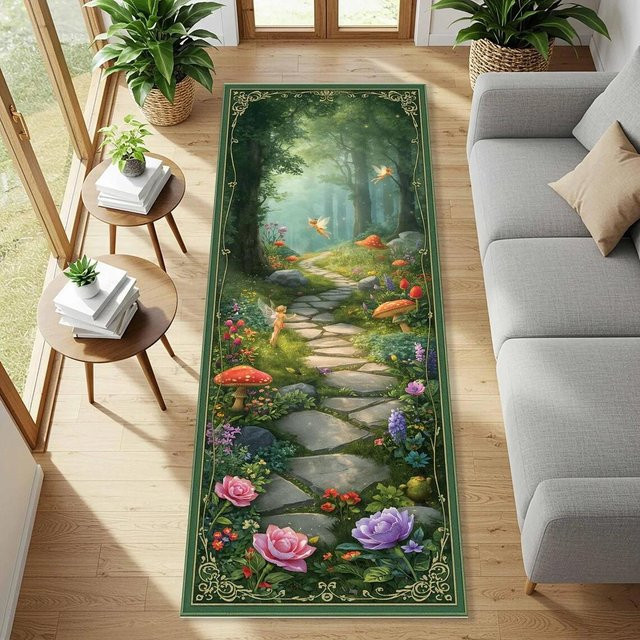 Lodestar Märchenwald Teppich mit Pilzmuster, waschbarer Anti-Rutsch Teppich für Wohnzimmer, Schlafzimmer oder Badezimmer, B/L: 40 x 120 cm - Bild 1