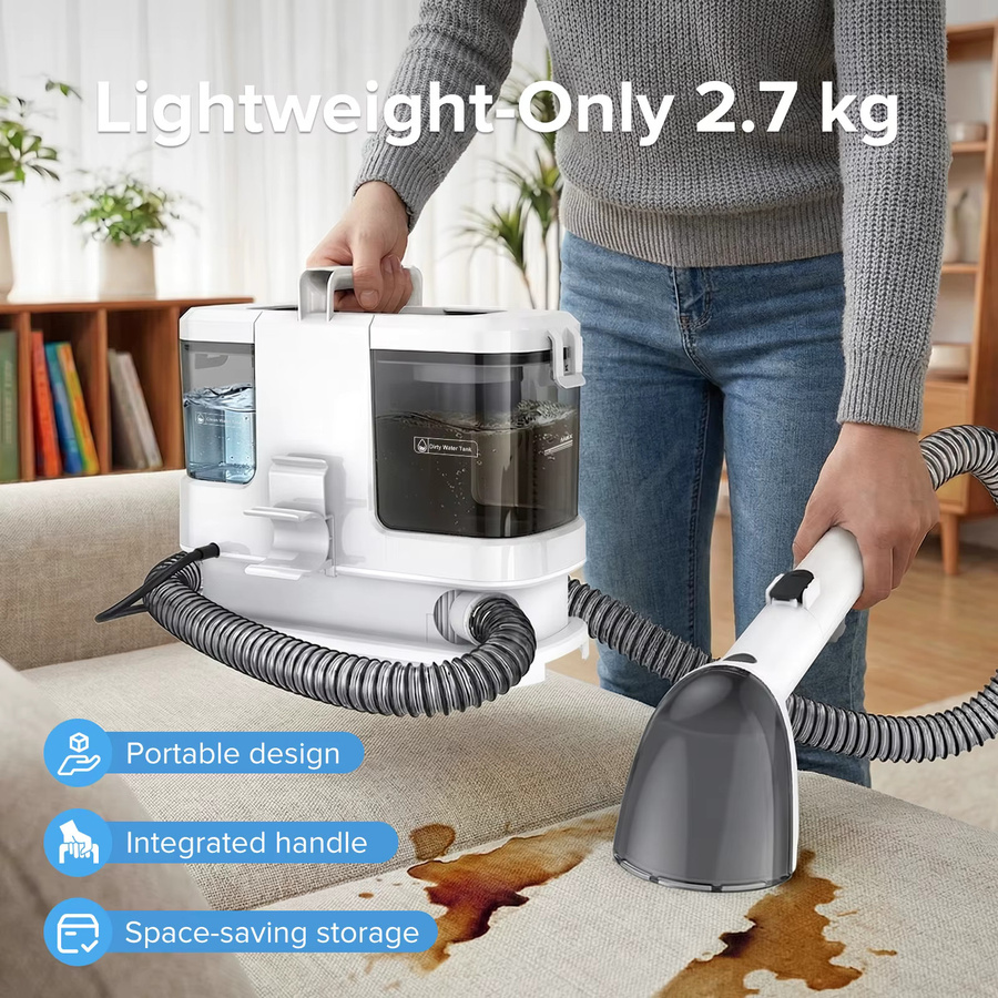 Lubluelu Tragbarer Teppichreiniger und Polsterreiniger in Weiß mit 600W Leistung und 16KPa Saugkraft zur Fleckenentfernung für Sofa und Autositze - Bild 2