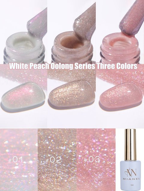 MIANEL Weißer Pfirsich Oolong Diamant-Gel-Nagellack, 12 ml, Schimmernd - Bild 1