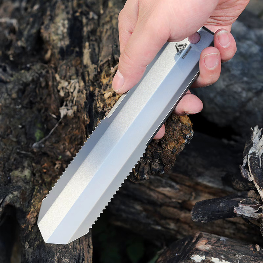 Taruor Titan Gartenhandgezahnte Schaufel in Silber mit glattem Griff und Clip für Camping und Outdoor - Bild 3