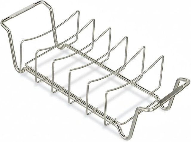 Relaxdays 2in1 Braten- und Rippchenhalter aus Carbonstahl in Silber, B/T/H: 44,5 x 11,5 x 18,5 cm - Bild 1