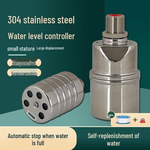 Chose One Automatisches Schwimmerventil zur Wasserstandsregelung aus Edelstahl in Silber, 3/4 Zoll Top Inlet mit 1m Schlauch - Bild 1