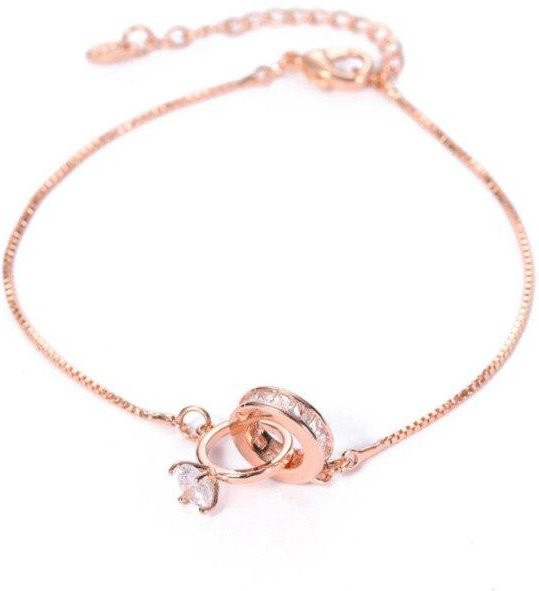 Armband Damen, Messing, Gold, Zirkonia, 16cm - Bild 1