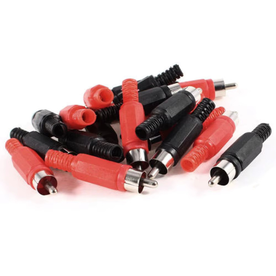 20er-Pack RCA-Stecker Set in Schwarz und Rot als Löt-Audio-Adapter Ersatz-Zubehör - Bild 2