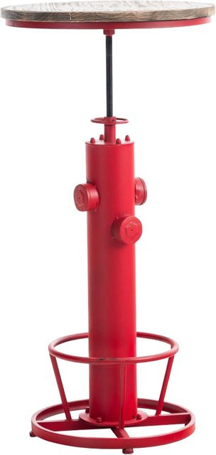 TPFLiving Stehtisch Ruhne in Rot mit runder Kiefernholzplatte und höhenverstellbarem Metallgestell im Industrial Design - Bild 1
