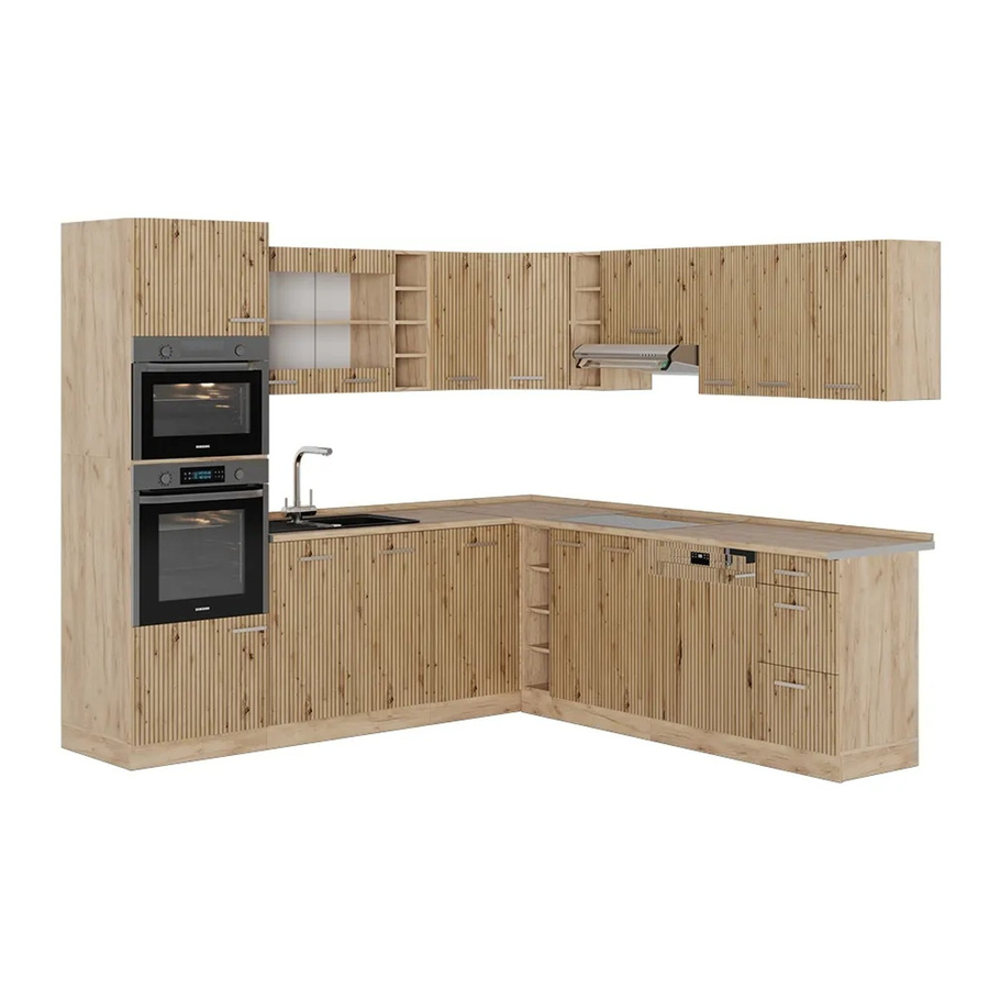 Vicco R-Line Eckküche Artisan-Eiche/Goldkraft Eiche B/T/H: 237 x 247 cm - Bild 2