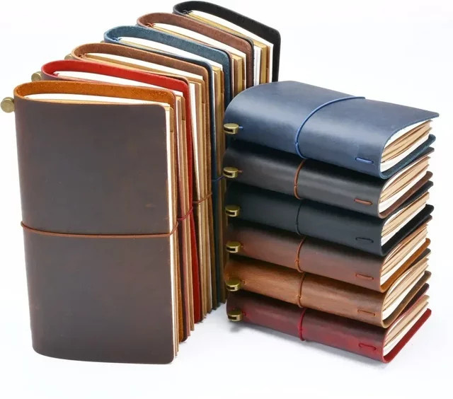Moterm Handgemachtes Vintage Notebook aus echtem Rindsleder als Tagebuch, Journal oder Sketchbook in Grün und Braun - Bild 1
