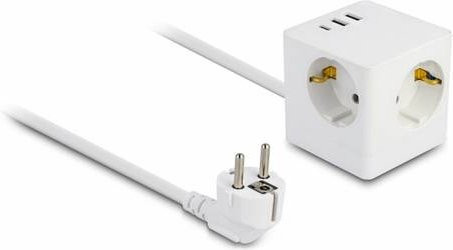 Delock 11497 Steckdosenwürfel mit USB-C und USB-A in Weiß, Wandmontage - Bild 1