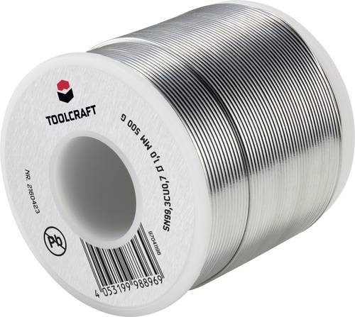 TOOLCRAFT Lötzinn bleifrei Sn99,3Cu0,7 in Silber, 1mm, 500g - Bild 1