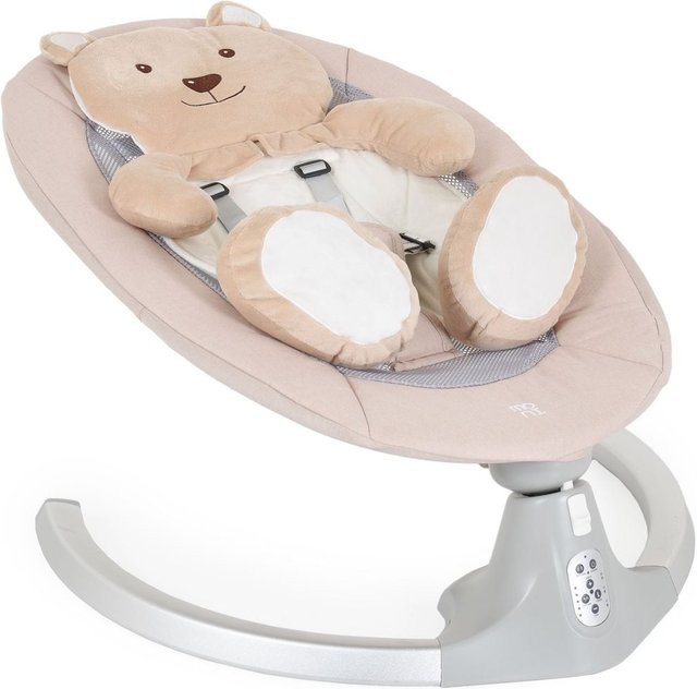 Elektrische Babywippe Moni Ari Bär mit Melodien, Fernbedienung und Teddy-Bär Pad in Beige - Bild 1