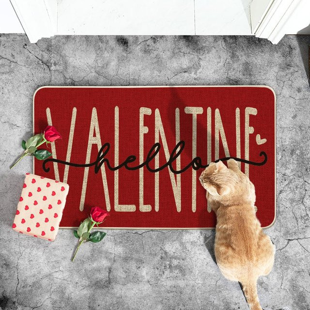VIKAMA Hello Valentine Fußmatte in Rot für Innen und Außen, B/T: 60 x 40 cm - Bild 1