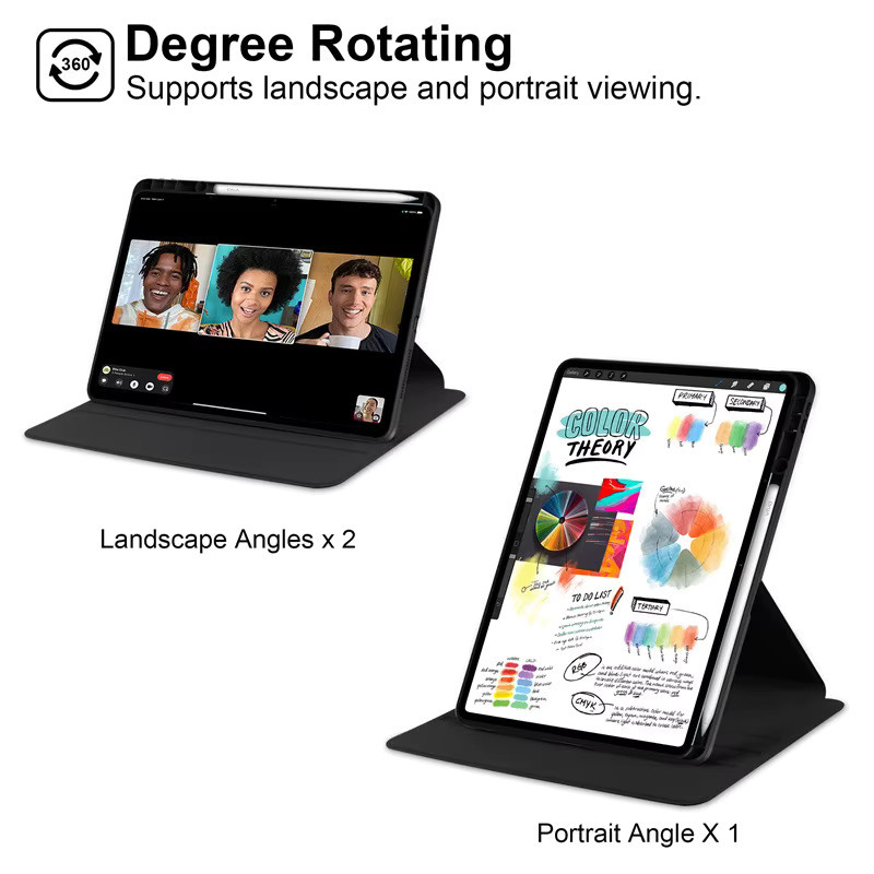 Acryl Schutzhülle mit Rotationsfunktion und Stifthalter für vivo Pad 5 Pro 13 Zoll 2025 und vivo Pad 3 Pro 13 Zoll 2024 in Schwarz oder Grau - Bild 3