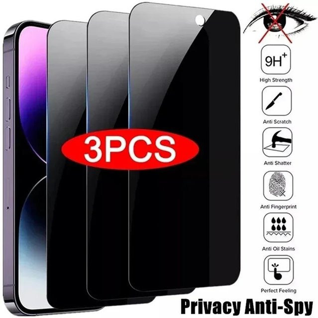 Caihonghong 3-teiliges Anti-Spy Schutzglas Set in Schwarz für iPhone 16 15 14 13 12 11 Pro Max Mini und XS XR X - Bild 1