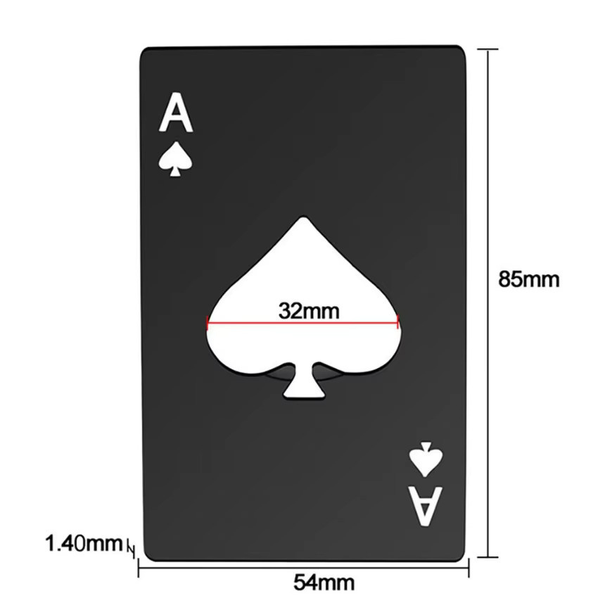YMOLGA Flaschenöffner in Pokerform aus Edelstahl in Silber im Kreditkartenformat - Bild 1