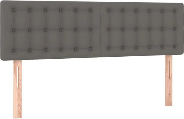 vidaXL LED Kopfteil in Grau aus Kunstleder mit USB-Ladeport und integrierter Beleuchtung, B: 144 cm, T: 5 cm, H: 78-88 cm - Bild 1