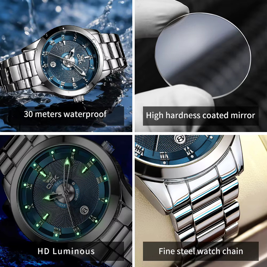 OPK Armbanduhr Quarz, Edelstahl, Blau, Herren - Bild 4