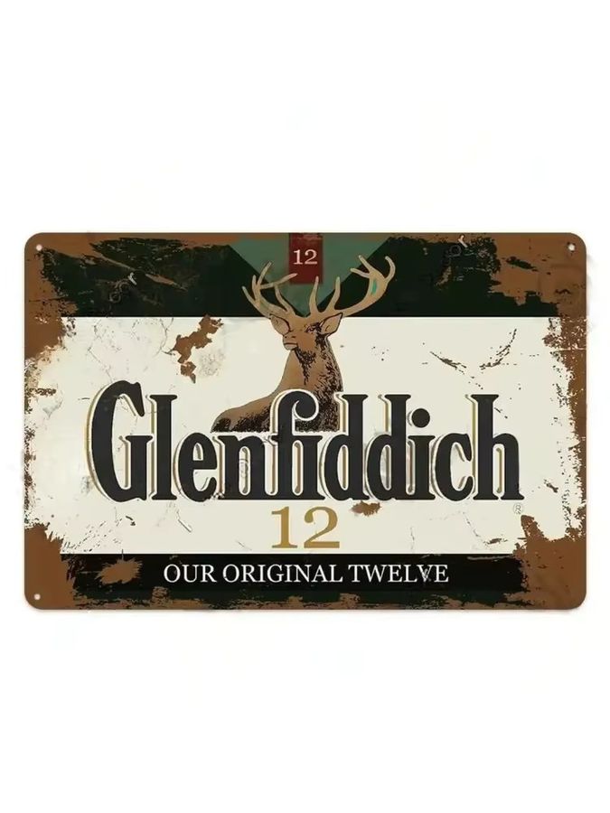 Vintage Glentlvet Estd Metallblechschild Wanddekoration aus Eisen, B/H: 20,0 x 14,0 cm - Bild 2