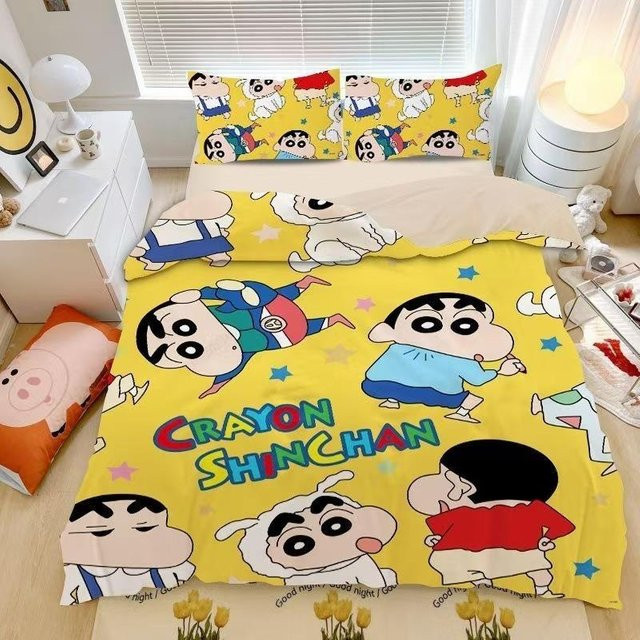Allbestart Crayon Shin chan Mikrofaser Bettwäscheset mit Reißverschluss, Gelb, B/H: 90 x 200 cm - Bild 1