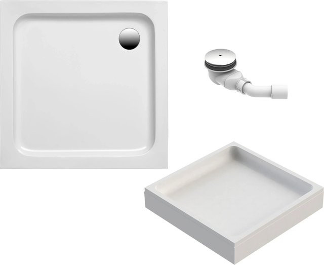 Ottofond Duschwannen-Set Eckdusche Quadrat aus Acryl in Weiß, B/T: 90 x 90 cm - Bild 1