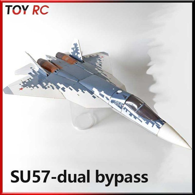 EVYVKV Su-57 Modellflugzeug mit 30-Kanal-Fernbedienung in Digital Camouflage als Desktop-Ornament aus Schaumstoff - Bild 1