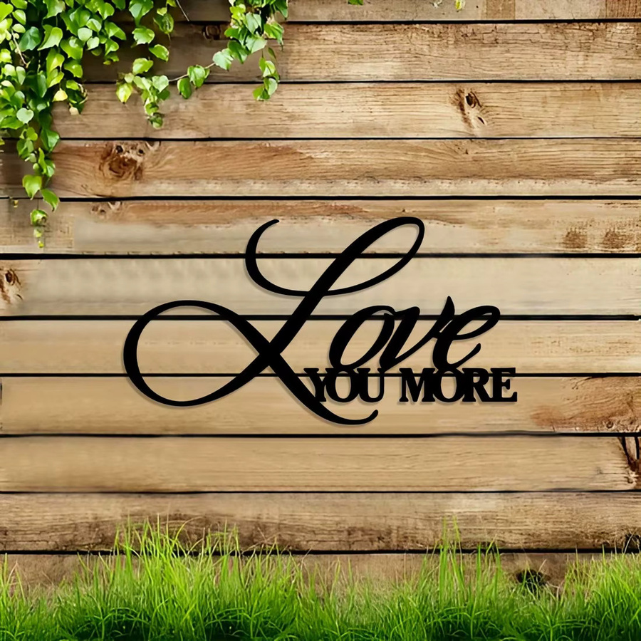 CIFBUY Vintage Wandkunst aus Metall Love You More mit kursiver Kalligraphie zur Hochzeitsdekoration - Bild 2