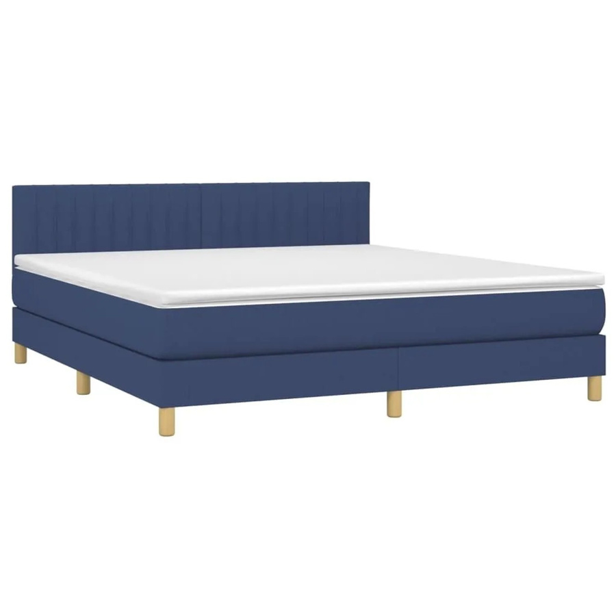 vidaXL Boxspringbett mit Matratze in Blau, Hybridbett mit LED-Unterbettbeleuchtung und USB-Ladeport, B/T/H: 160 x 203 x 78 cm - Bild 2