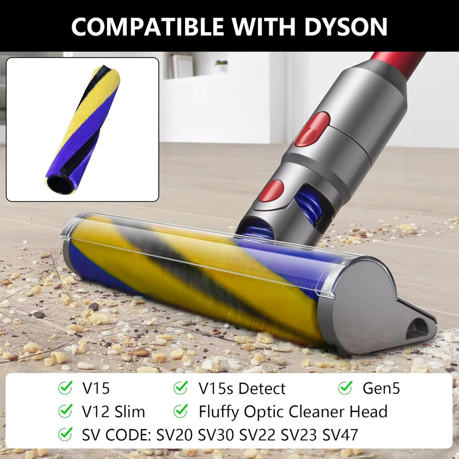 Weiche Ersatz-Rollbürste für Dyson Staubsauger V12 Detect Slim, V15 Detect Slim, V8 Slim und V10 Slim in Multicolor - Bild 3