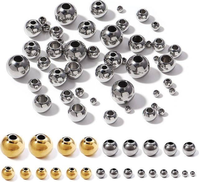 lingsai Spacer-Perlen Edelstahl, rund, 2-10mm, Unisex - Bild 1