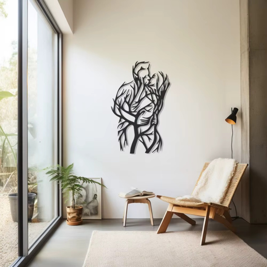 CIFBUY Wanddeko aus Metall in Schwarz: Moderne abstrakte Liebessilhouette als romantische Hängedekoration für dein Zuhause - Bild 2
